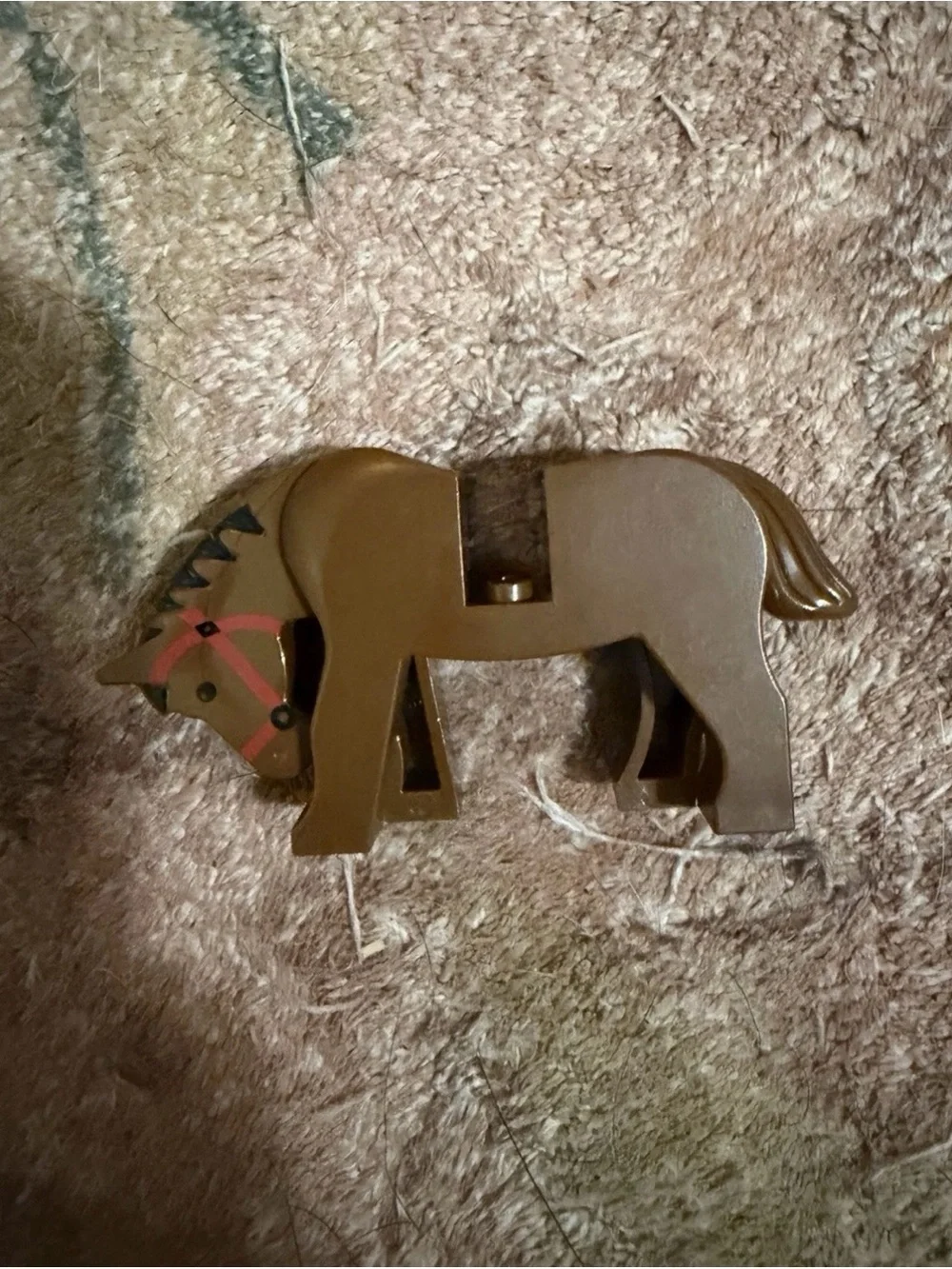 Lego Brown Horse Figure with Pink Bridle Accents